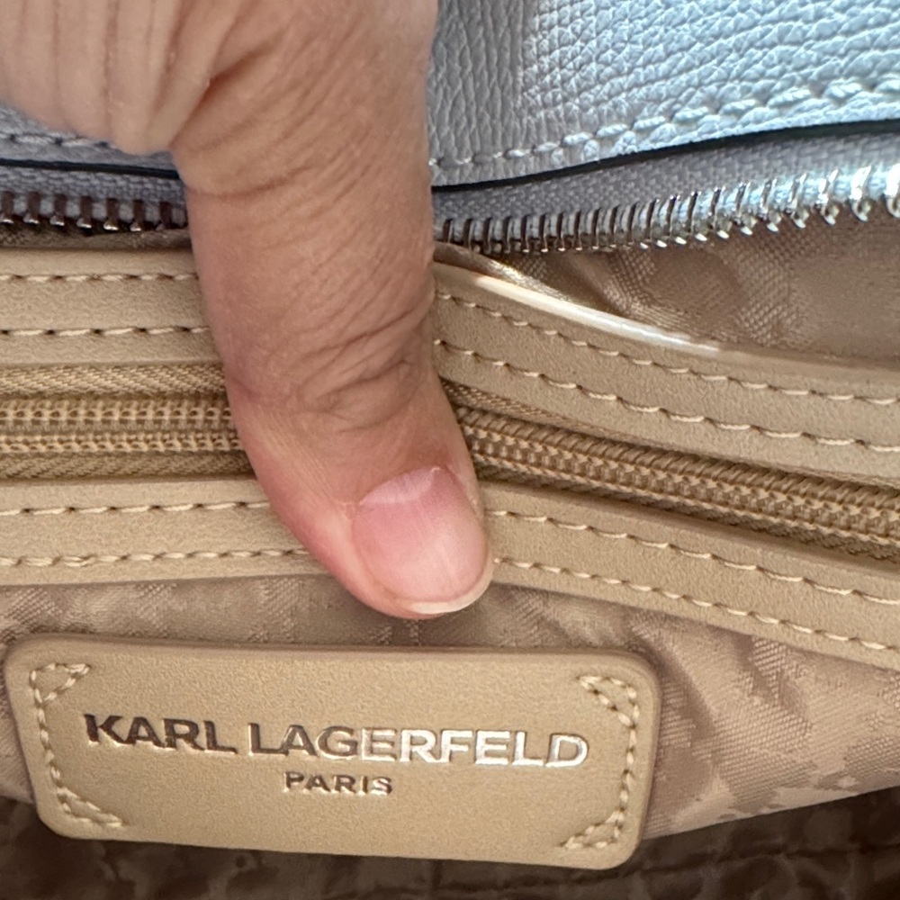 Karl Lagerfeld Light Gray Satchel with Charms - Picture 9 of 10